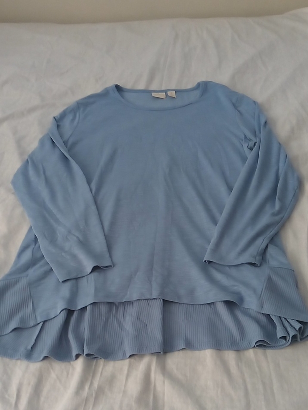 Chico's Light Blue Women’s Long Sleeve Layered Hem Top